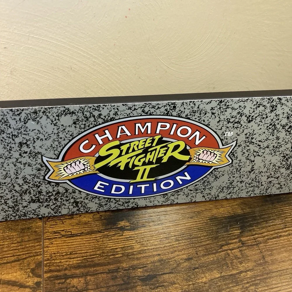 Street Fighter II 2 Champion Wood Mounted Standing Arcade Marquee 17.5x5x2‎